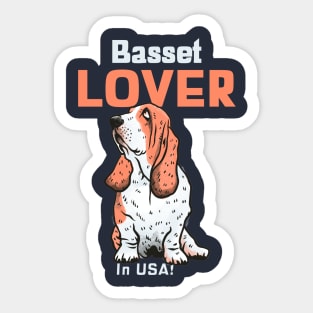 Basset Hound Lover In USA Sticker